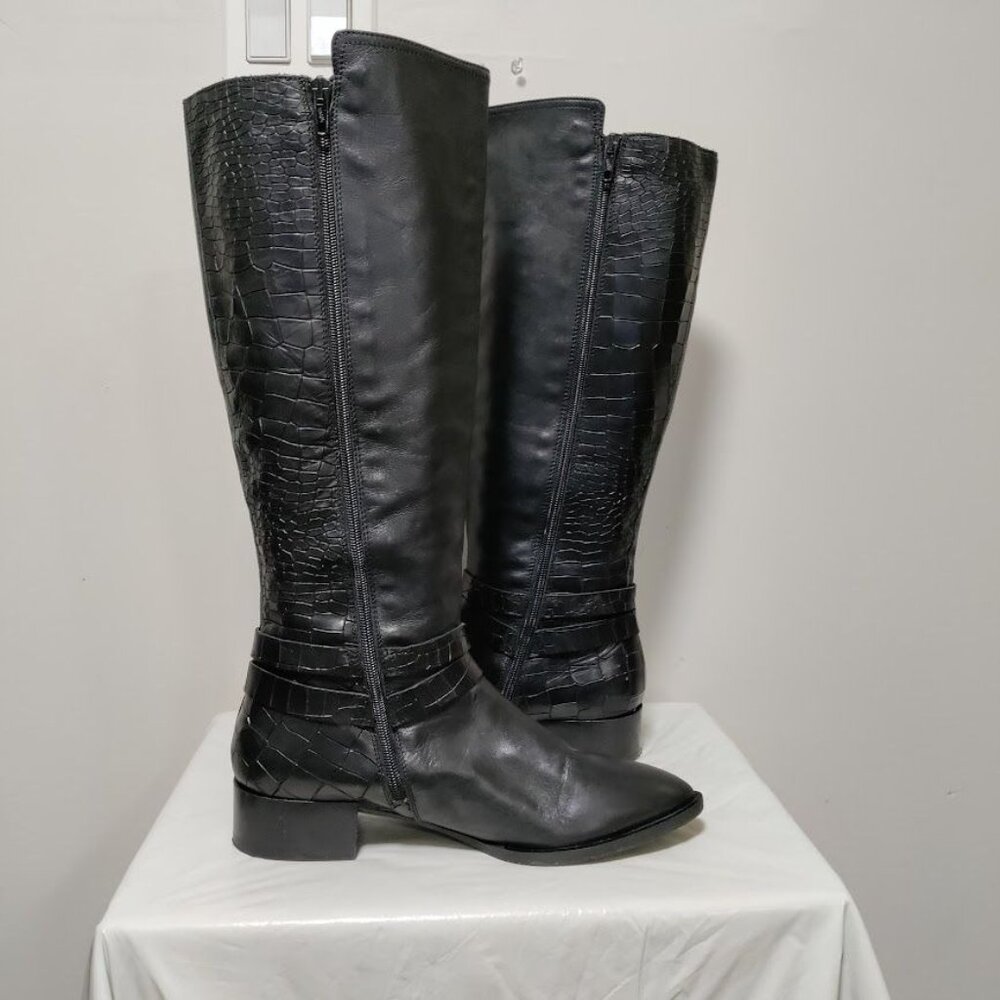 Napoleoni Leather Pull On Knee Length Equestrian Riding Boots Black Women's 8.5 - Picture 12 of 15